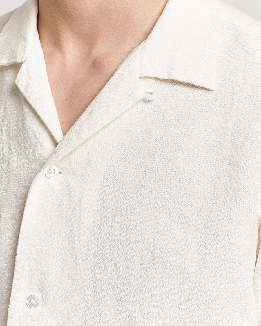 Hombres | Camisas | Kamakura Shirts | Vintage Ivy Heavy Linen Beach Shirt White