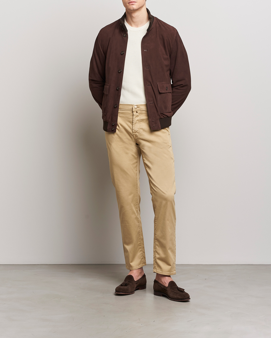 Hombres | Pantalones | Incotex | 5-Pocket Cotton/Stretch Pants Beige