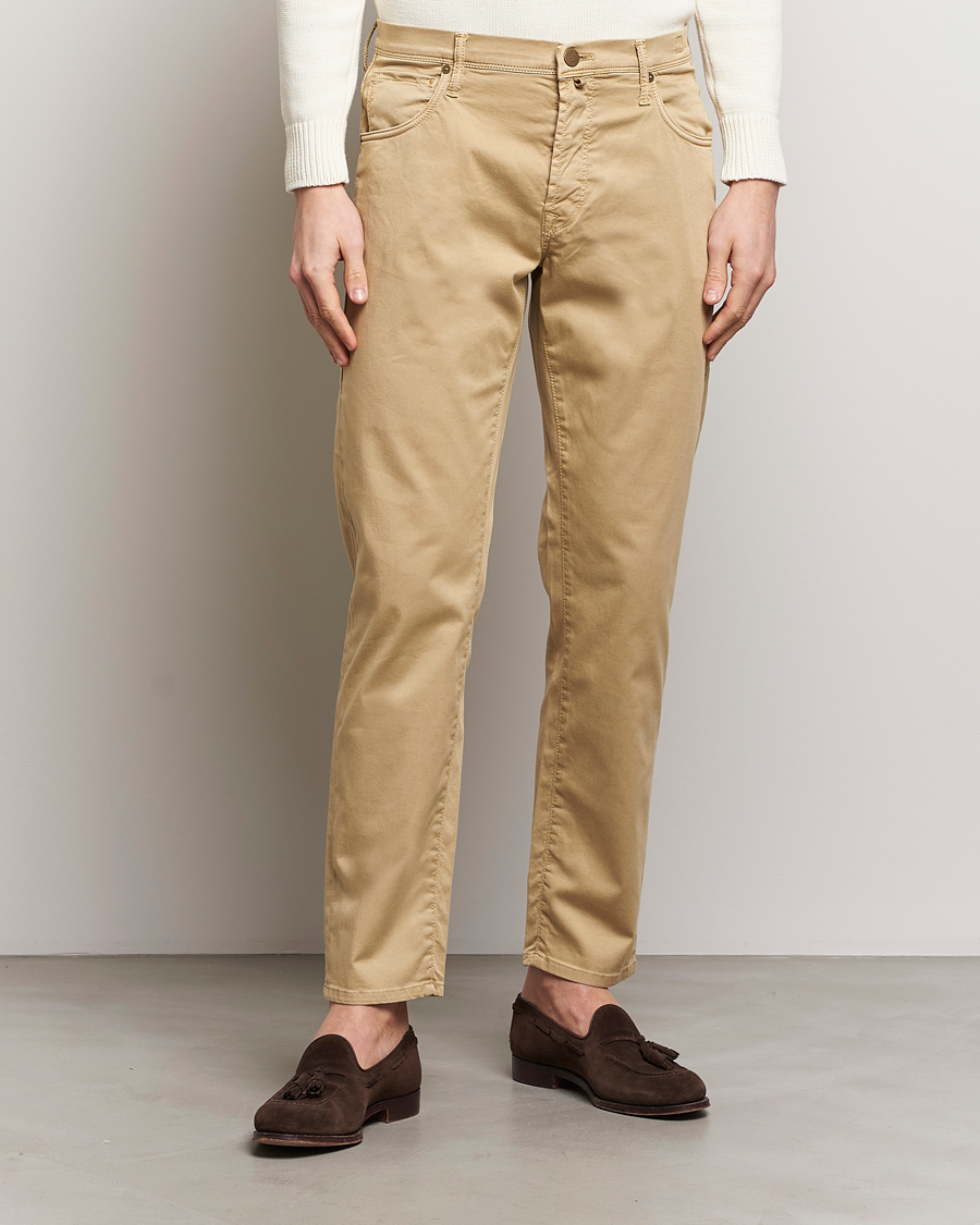 Hombres | Pantalones | Incotex | 5-Pocket Cotton/Stretch Pants Beige