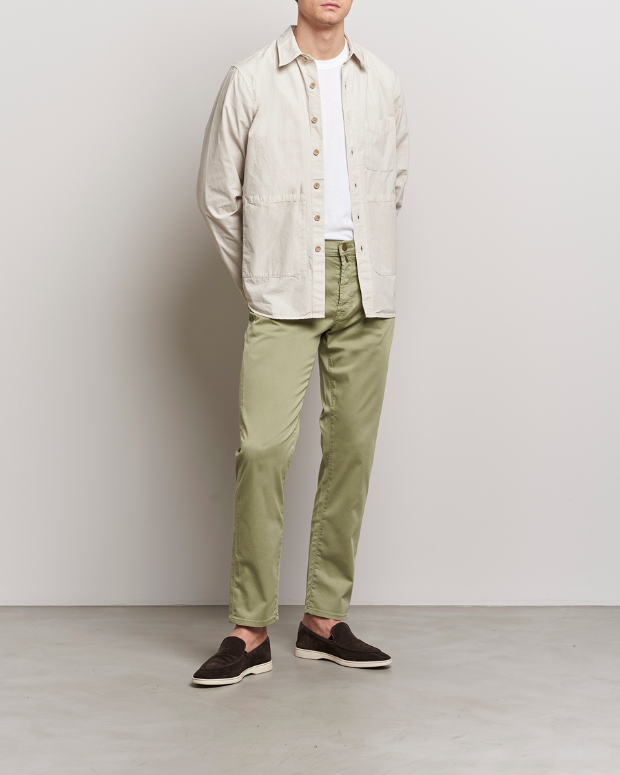 Hombres | Pantalones | Incotex | 5-Pocket Cotton/Stretch Pants Sage