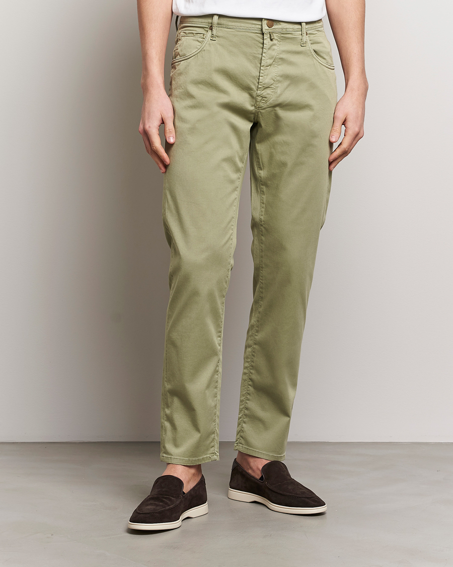 Hombres | Pantalones | Incotex | 5-Pocket Cotton/Stretch Pants Sage