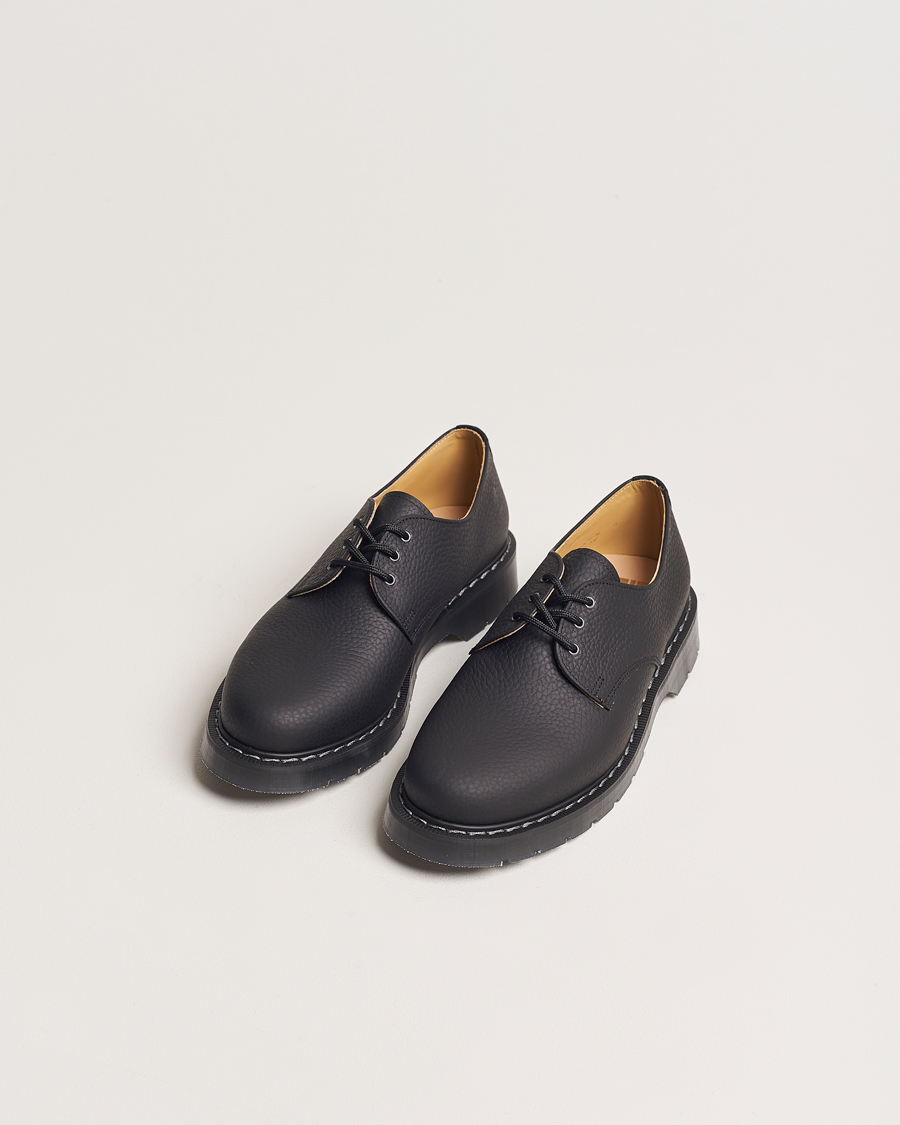 Hombres | Zapatos hechos a mano | Solovair | 3 Eye Gibson Shoe Black Grain