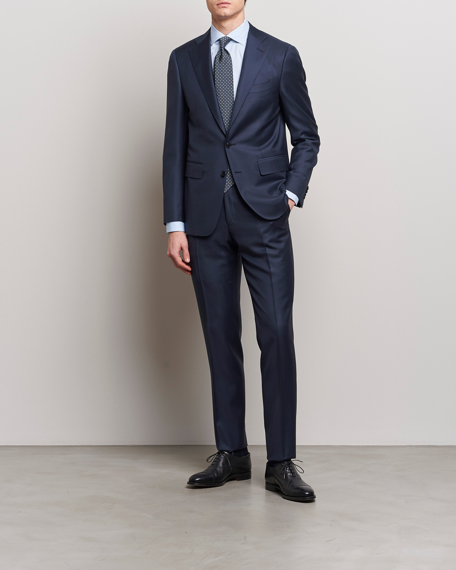 Hombres | Formal Wear | Canali | Capri Super 130s Wool Suit Navy