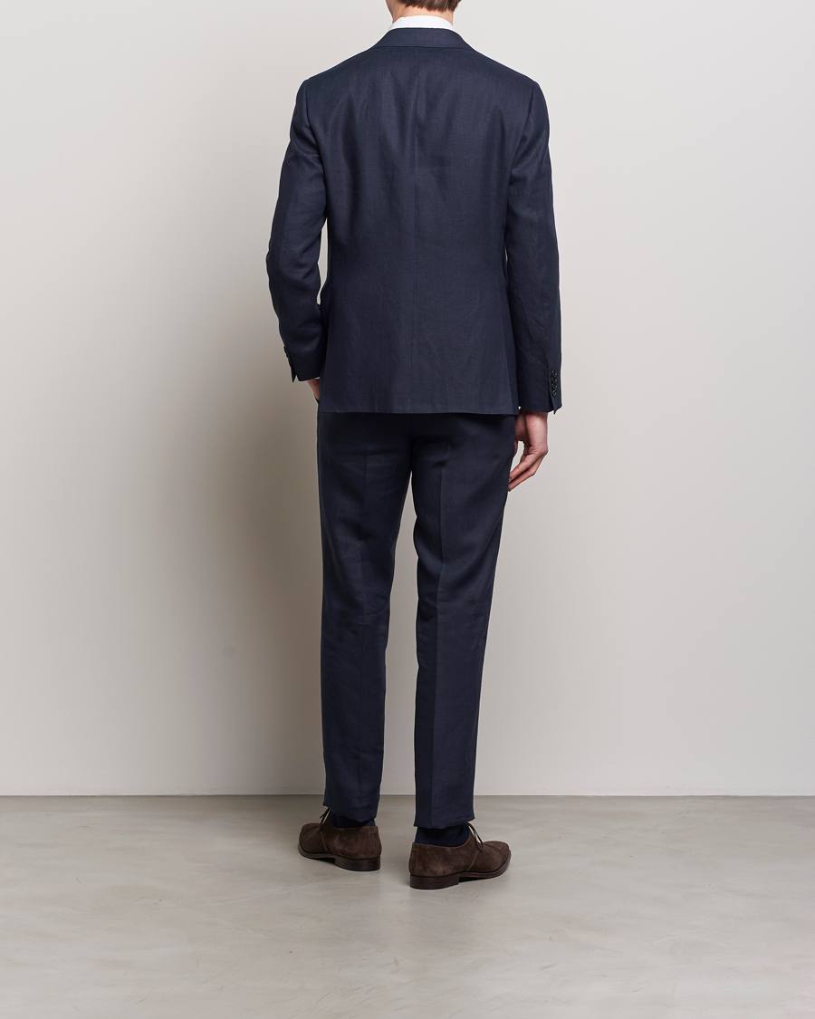 Hombres | Trajes | Canali | Capri Linen Suit Navy