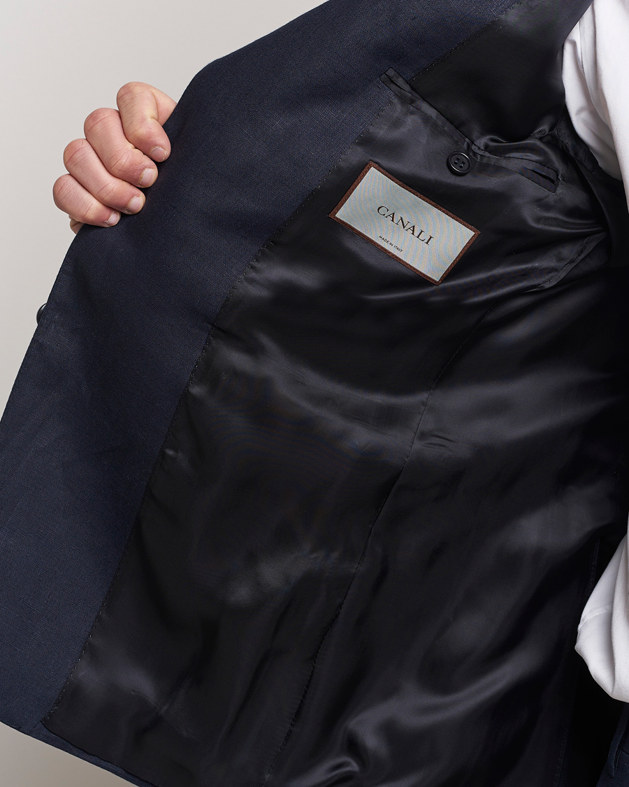 Hombres | Trajes | Canali | Capri Linen Suit Navy