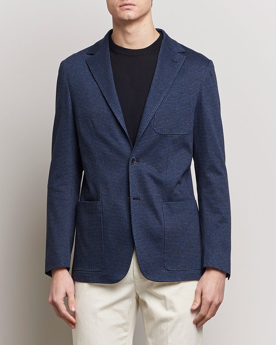 Hombres | Formal Wear | Canali | Micro Check Jersey Blazer Navy