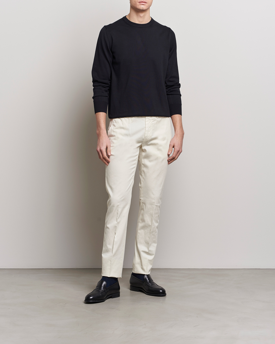 Hombres | Jerséis y prendas de punto | Canali | Cotton Crew Neck Pullover Black