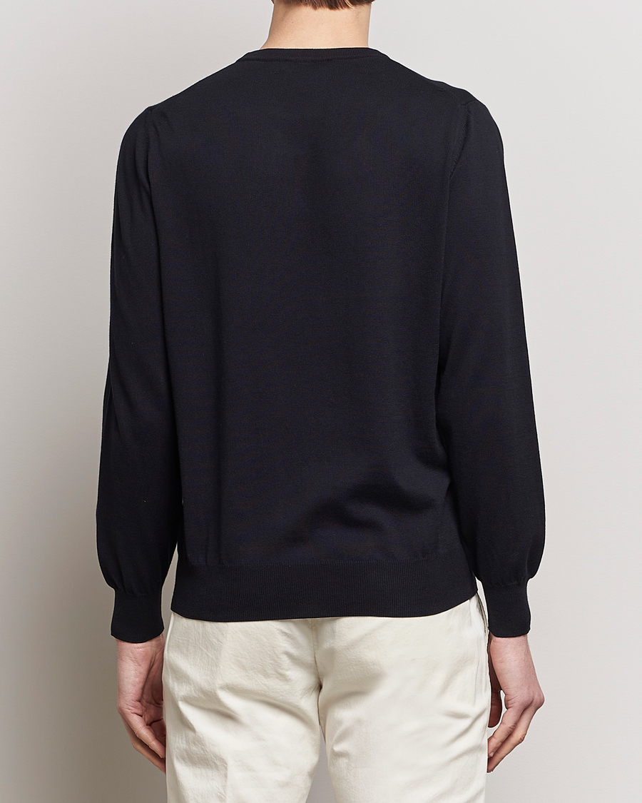 Hombres | Jerséis y prendas de punto | Canali | Cotton Crew Neck Pullover Black