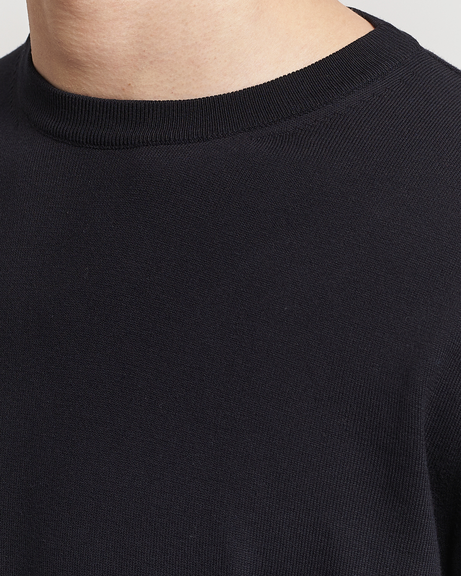 Hombres | Jerséis y prendas de punto | Canali | Cotton Crew Neck Pullover Black