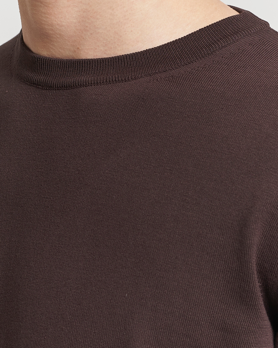 Hombres | Jerséis y prendas de punto | Canali | Cotton Crew Neck Pullover Dark Brown