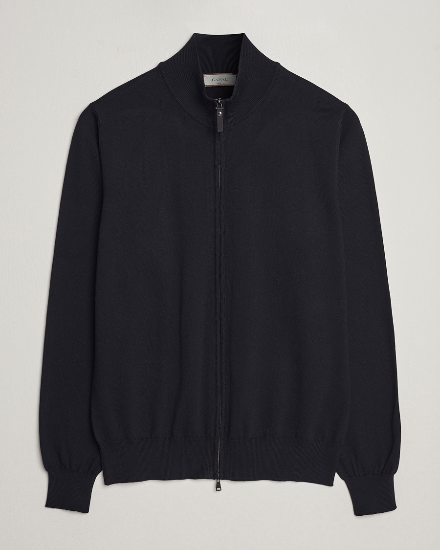 Hombres | Jerséis y prendas de punto | Canali | Cotton Full Zip Black