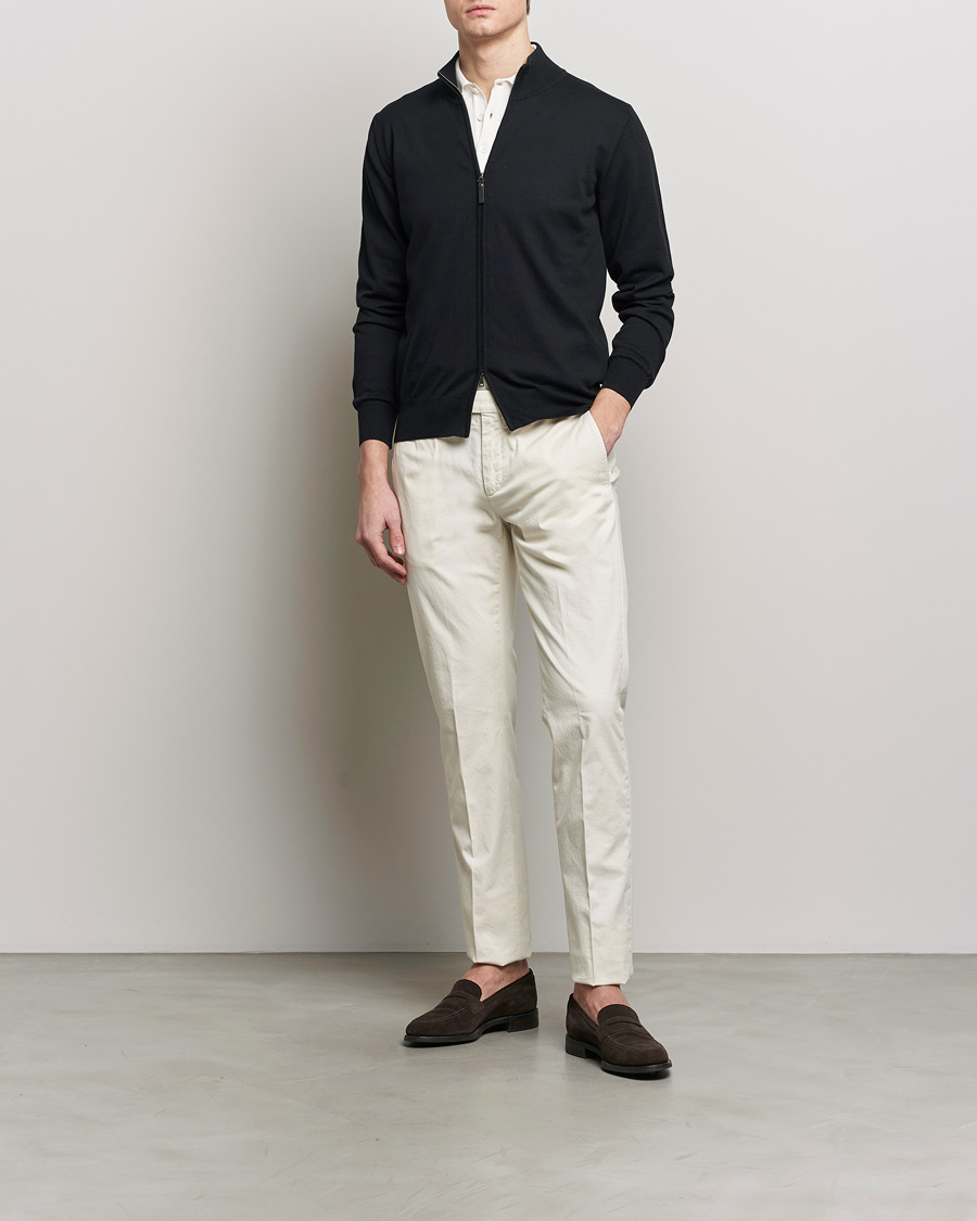 Hombres | Jerséis y prendas de punto | Canali | Cotton Full Zip Black