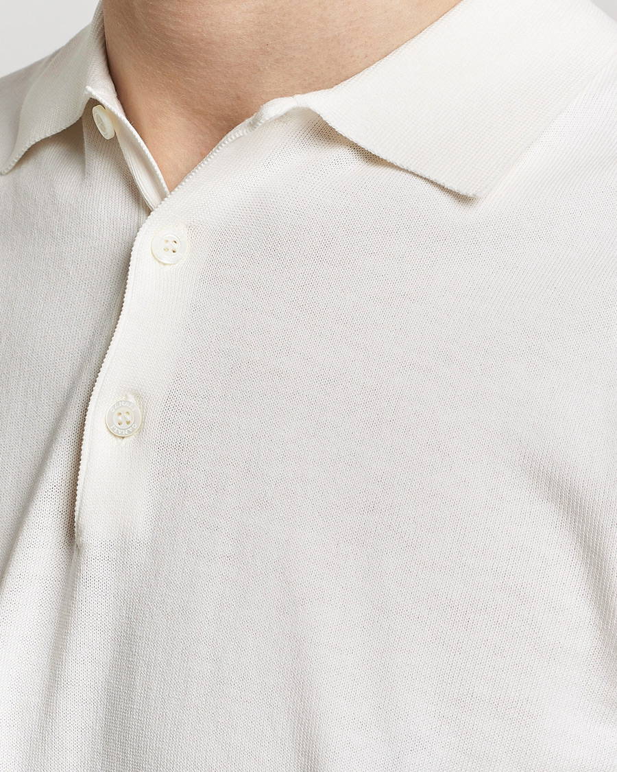 Hombres | Polos | Canali | Cotton Short Sleeve Polo White