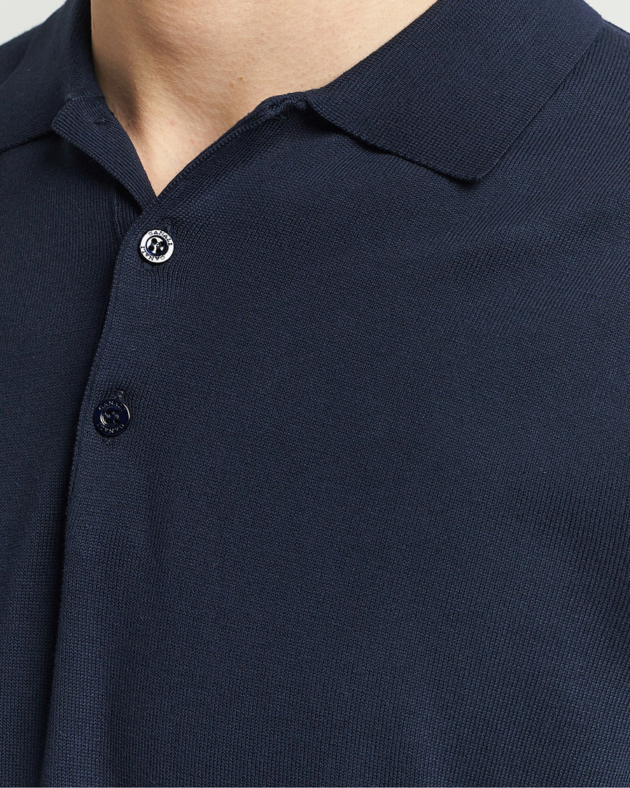 Hombres | Polos | Canali | Cotton Short Sleeve Polo Navy