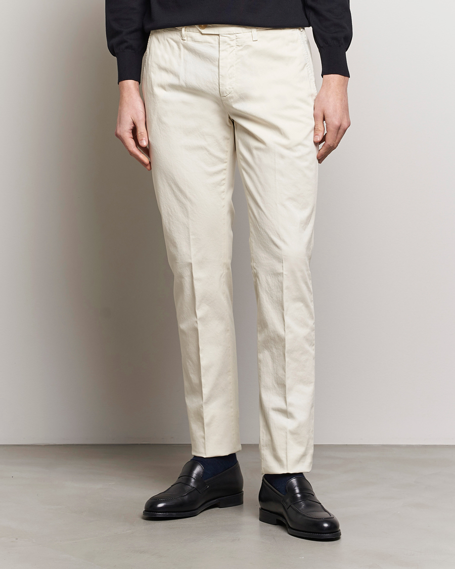 Hombres | Italian Department | Canali | Cotton Stretch Chinos Off White