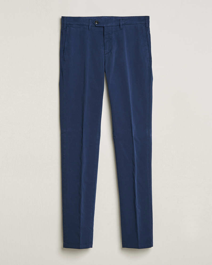 Hombres | Pantalones | Canali | Cotton Stretch Chinos Dark Blue