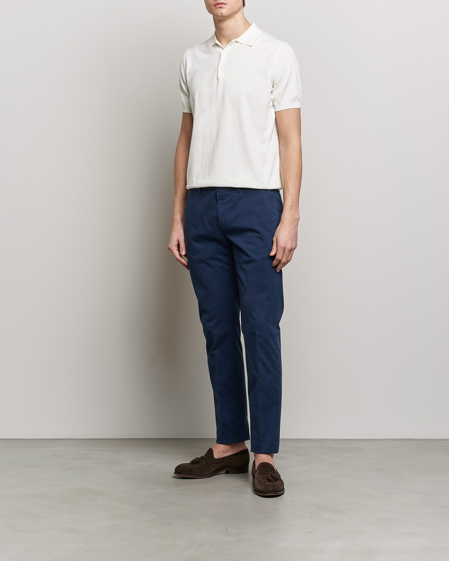 Hombres | Pantalones | Canali | Cotton Stretch Chinos Dark Blue