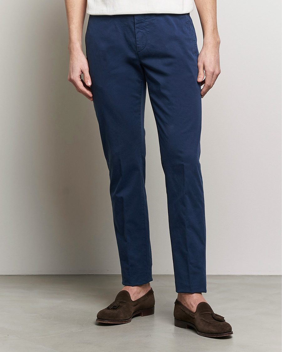 Hombres | Italian Department | Canali | Cotton Stretch Chinos Dark Blue