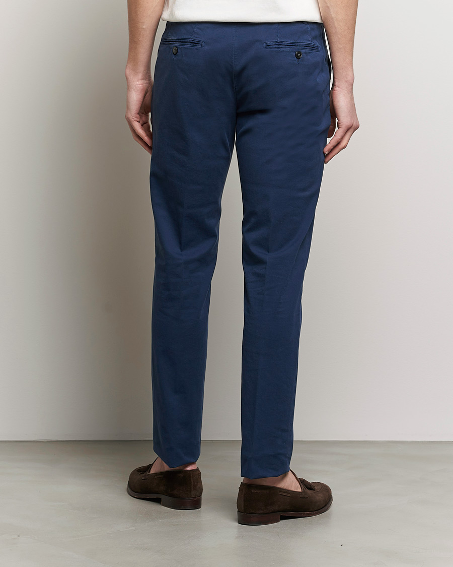 Hombres | Pantalones | Canali | Cotton Stretch Chinos Dark Blue