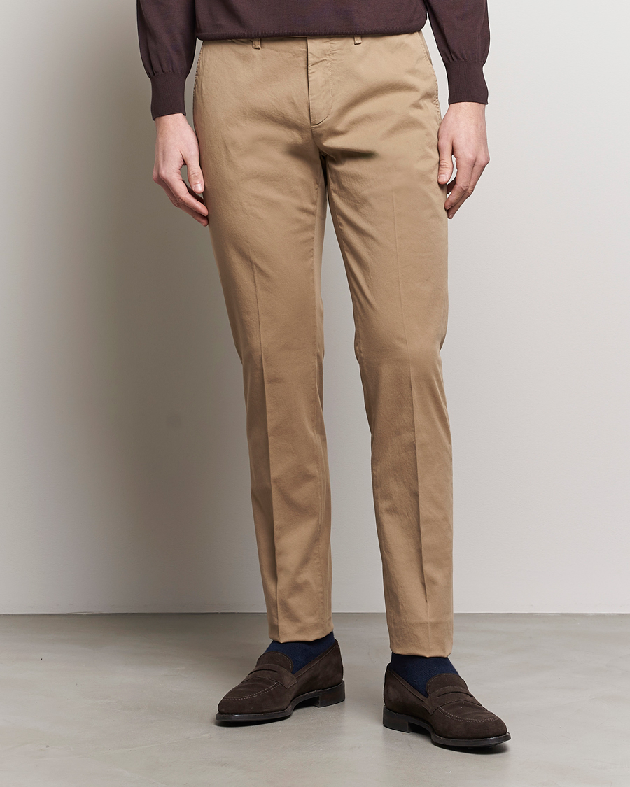 Hombres | Italian Department | Canali | Cotton Stretch Chinos Beige