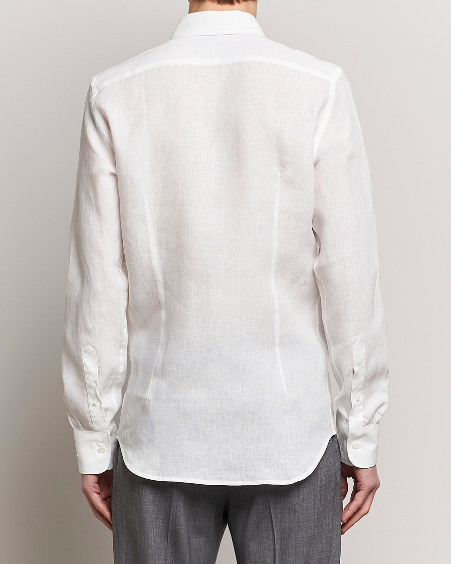 Hombres | Camisas | Canali | Slim Fit Linen Sport Shirt White