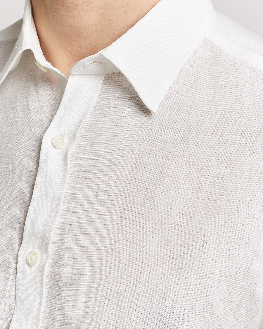 Hombres | Camisas | Canali | Slim Fit Linen Sport Shirt White