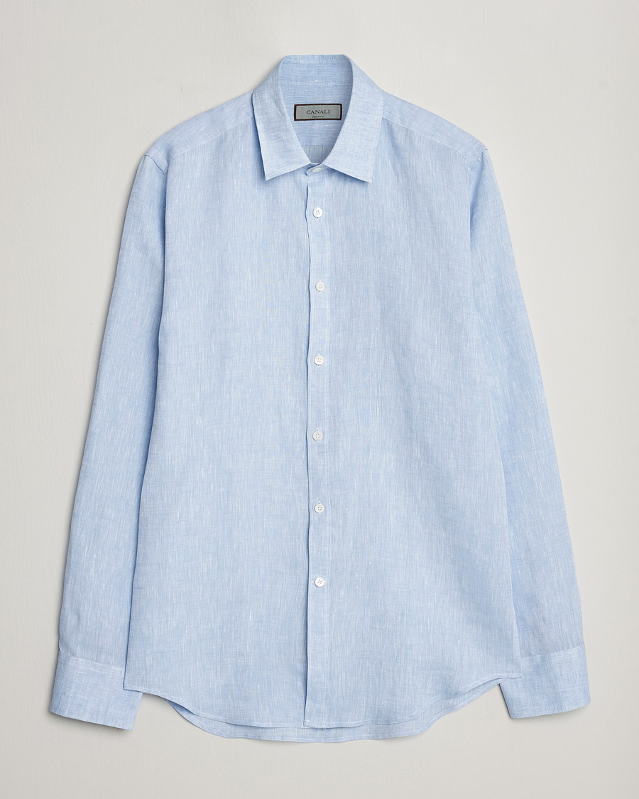 Hombres | Camisas | Canali | Slim Fit Linen Sport Shirt Light Blue