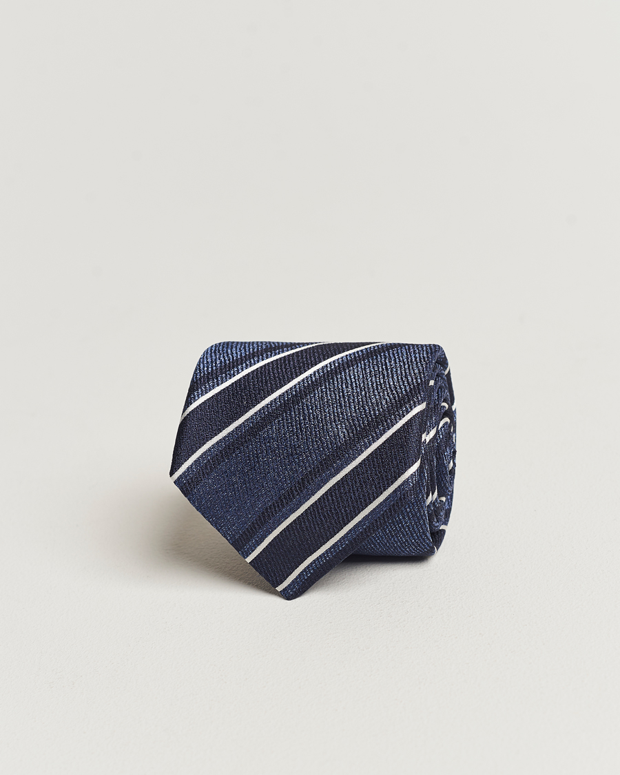 Hombres | Canali Regimental Stripe Silk Tie Dark Blue | Canali | Regimental Stripe Silk Tie Dark Blue
