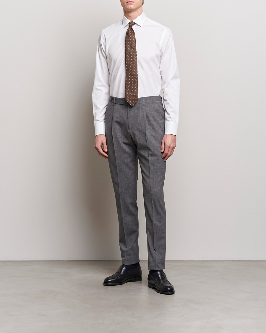 Hombres | Camisas | Grigio | Cotton Twill Dress Shirt White