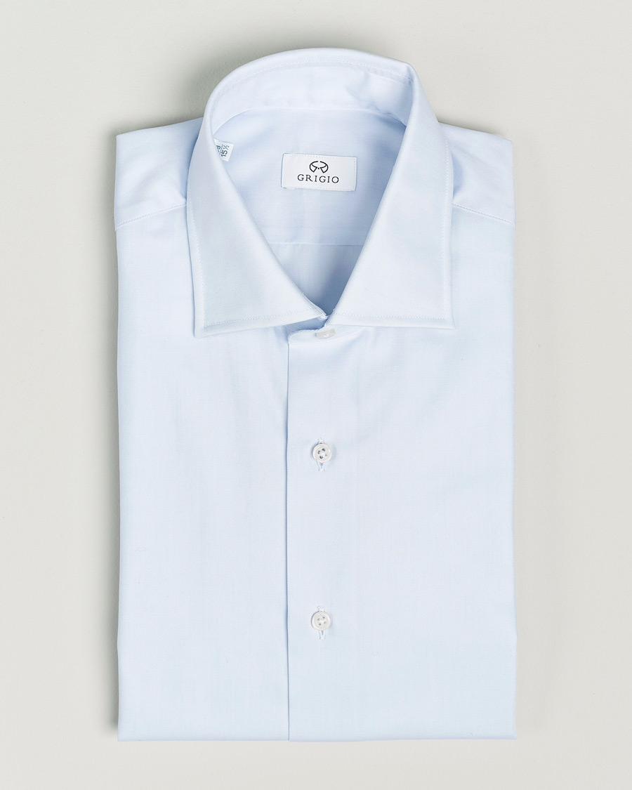 Hombres | Camisas | Grigio | Cotton Twill Dress Shirt Light Blue