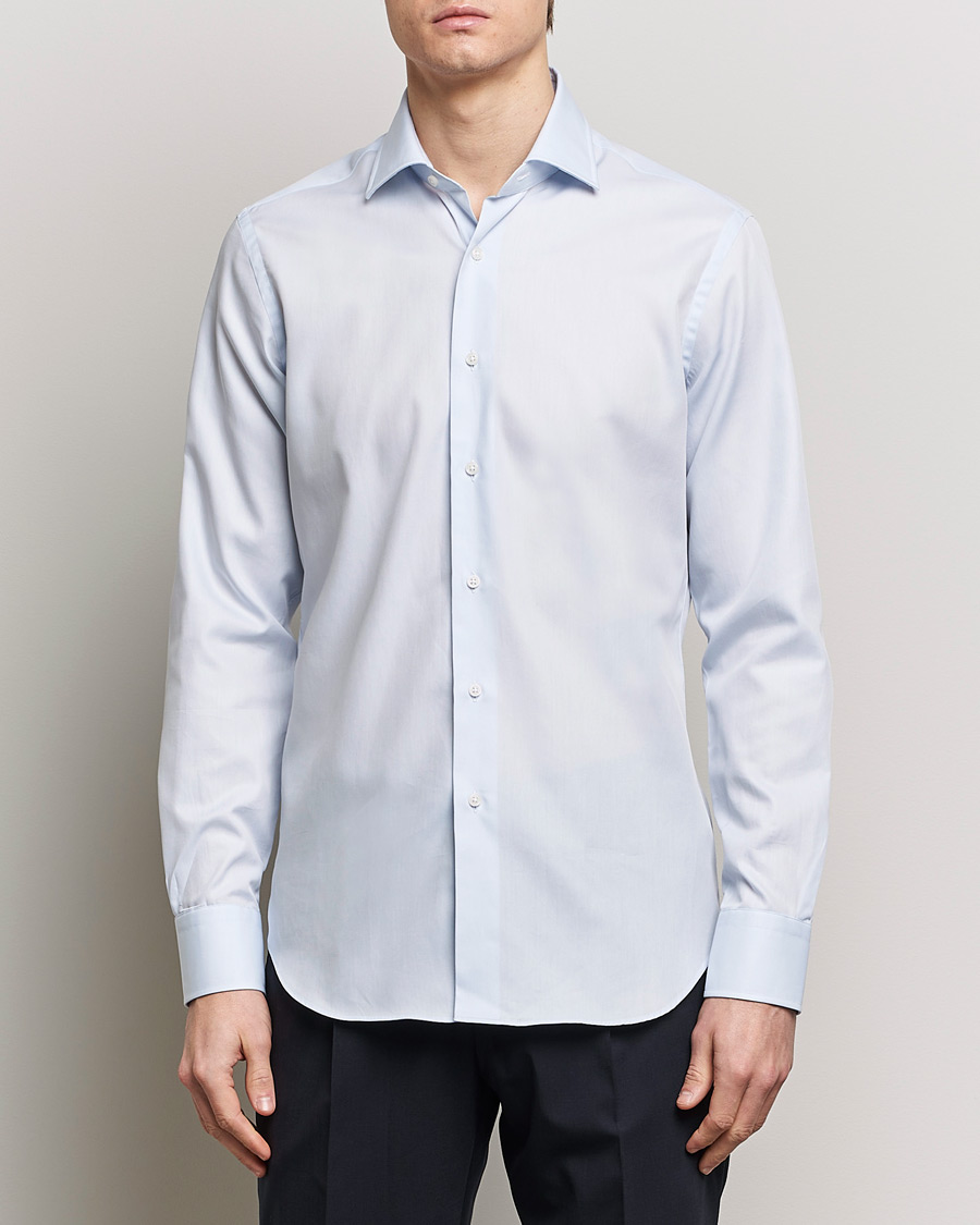 Hombres | Camisas | Grigio | Cotton Twill Dress Shirt Light Blue