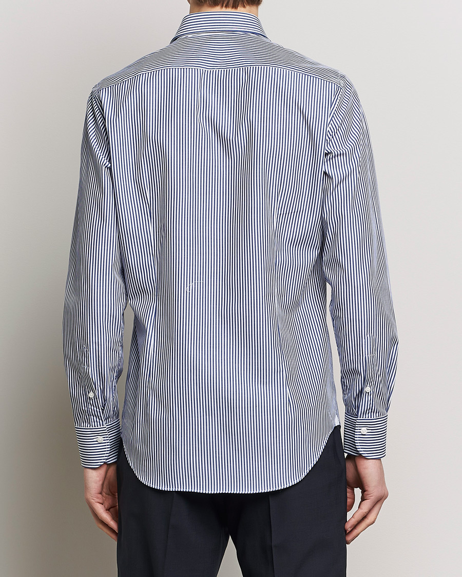 Hombres | Camisas | Grigio | Cotton Poplin Dress Shirt Blue Stripe
