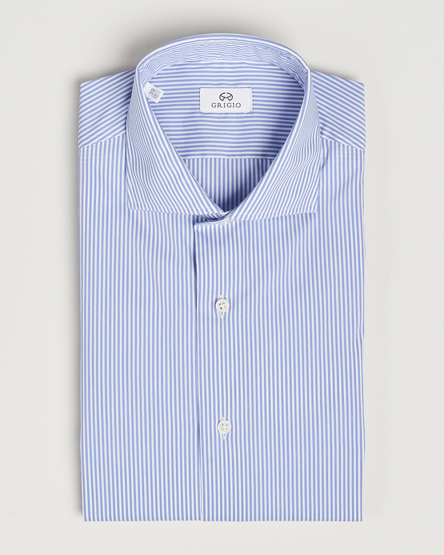 Hombres | Camisas | Grigio | Comfort Stretch Dress Shirt Light Blue Stripe