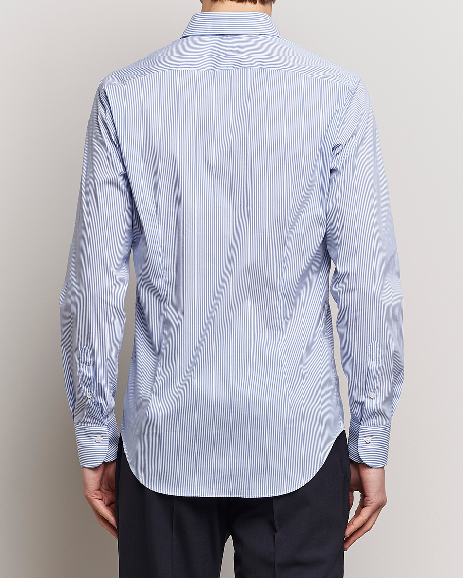 Hombres | Camisas | Grigio | Comfort Stretch Dress Shirt Light Blue Stripe