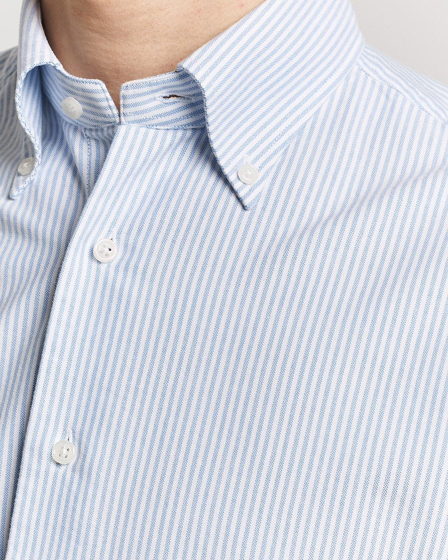 Hombres | Camisas | Grigio | Oxford Button Down Shirt Light Blue Stripe