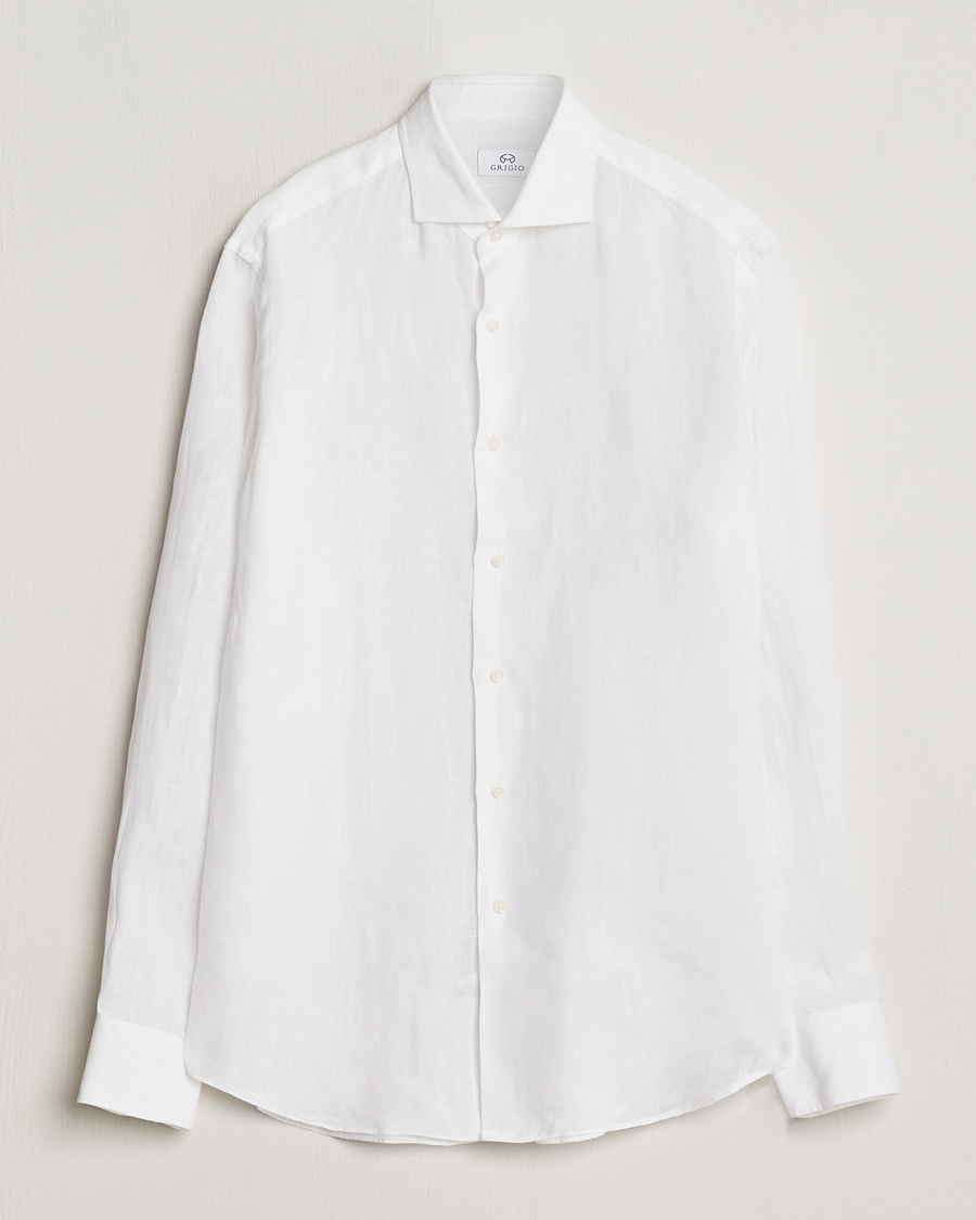 Hombres | Camisas | Grigio | Linen Casual Shirt White