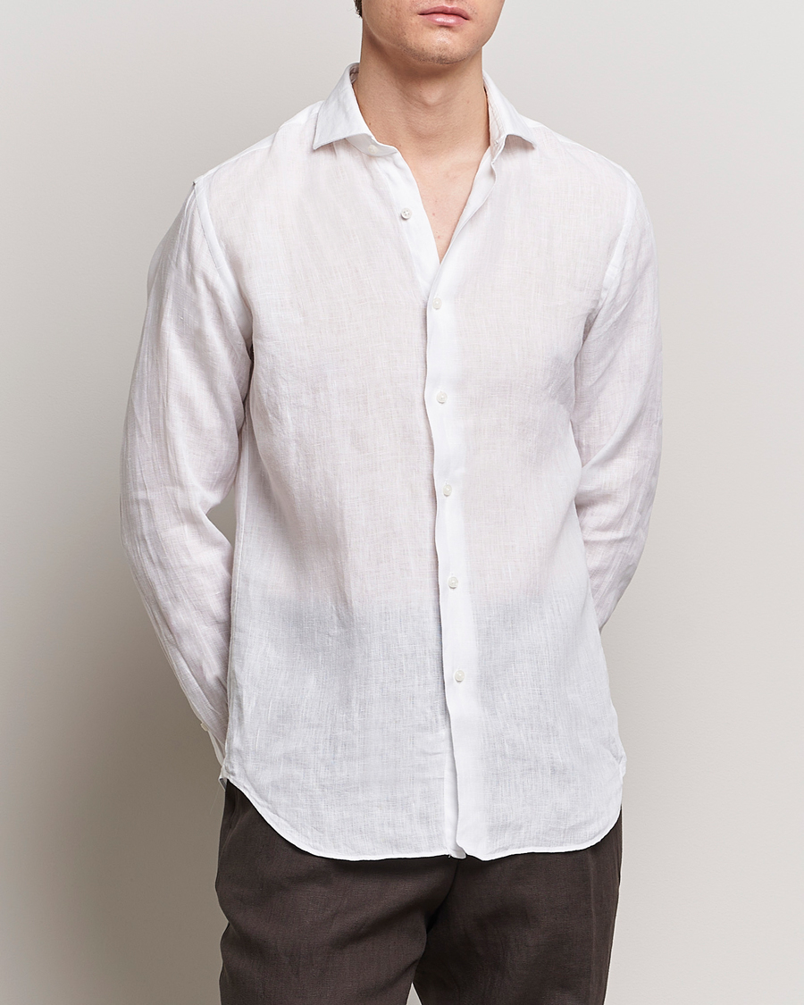 Hombres |  | Grigio | Linen Casual Shirt White