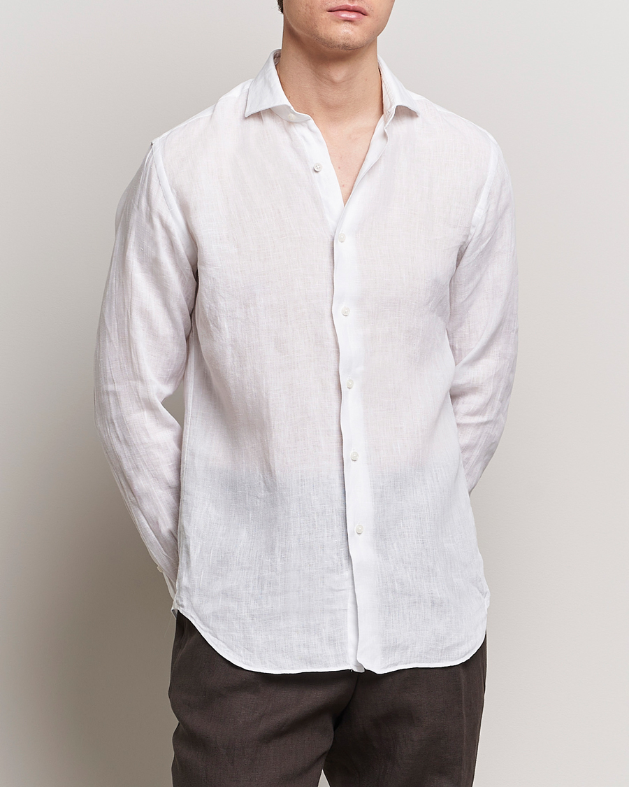 Hombres | Camisas | Grigio | Linen Casual Shirt White