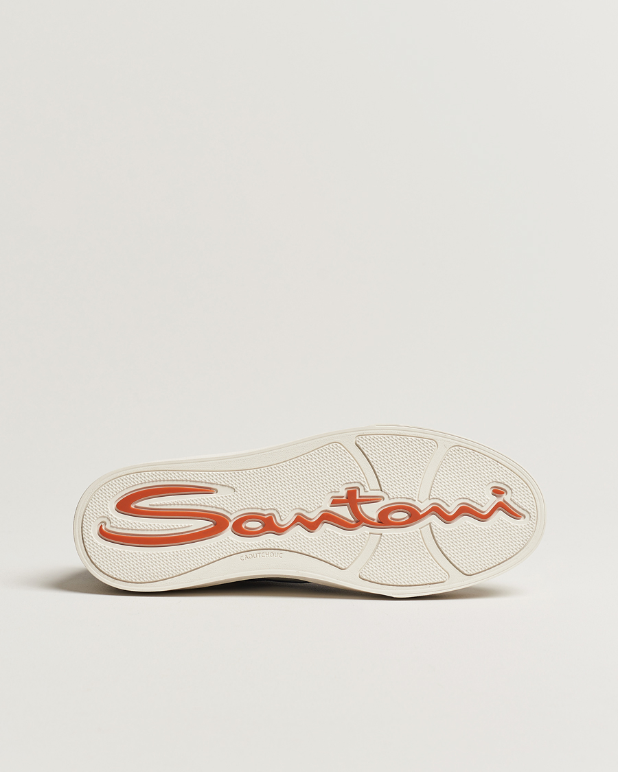 Hombres | Santoni Double Buckle Sneakers White/Navy | Santoni | Double Buckle Sneakers White/Navy