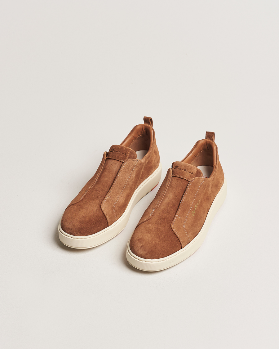Hombres | Zapatos | Santoni | Cleanic No Lace Sneakers Brown Suede