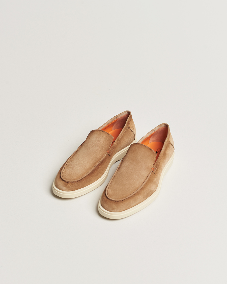 Hombres | Zapatos de ante | Santoni | Summer Loafers Beige Suede