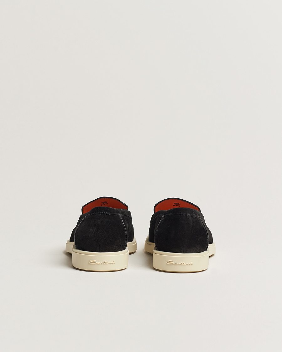 Hombres | Santoni Summer Loafers Black Suede | Santoni | Summer Loafers Black Suede
