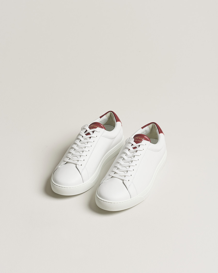Hombres | Zapatillas blancas | Zespà | ZSP4 Nappa Leather Sneakers White/Wine