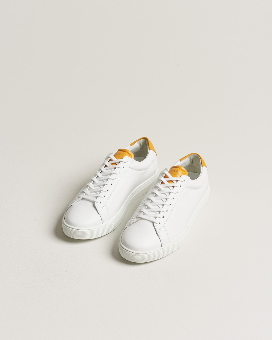 Hombres | Zapatillas blancas | Zespà | ZSP4 Nappa Leather Sneakers White/Yellow