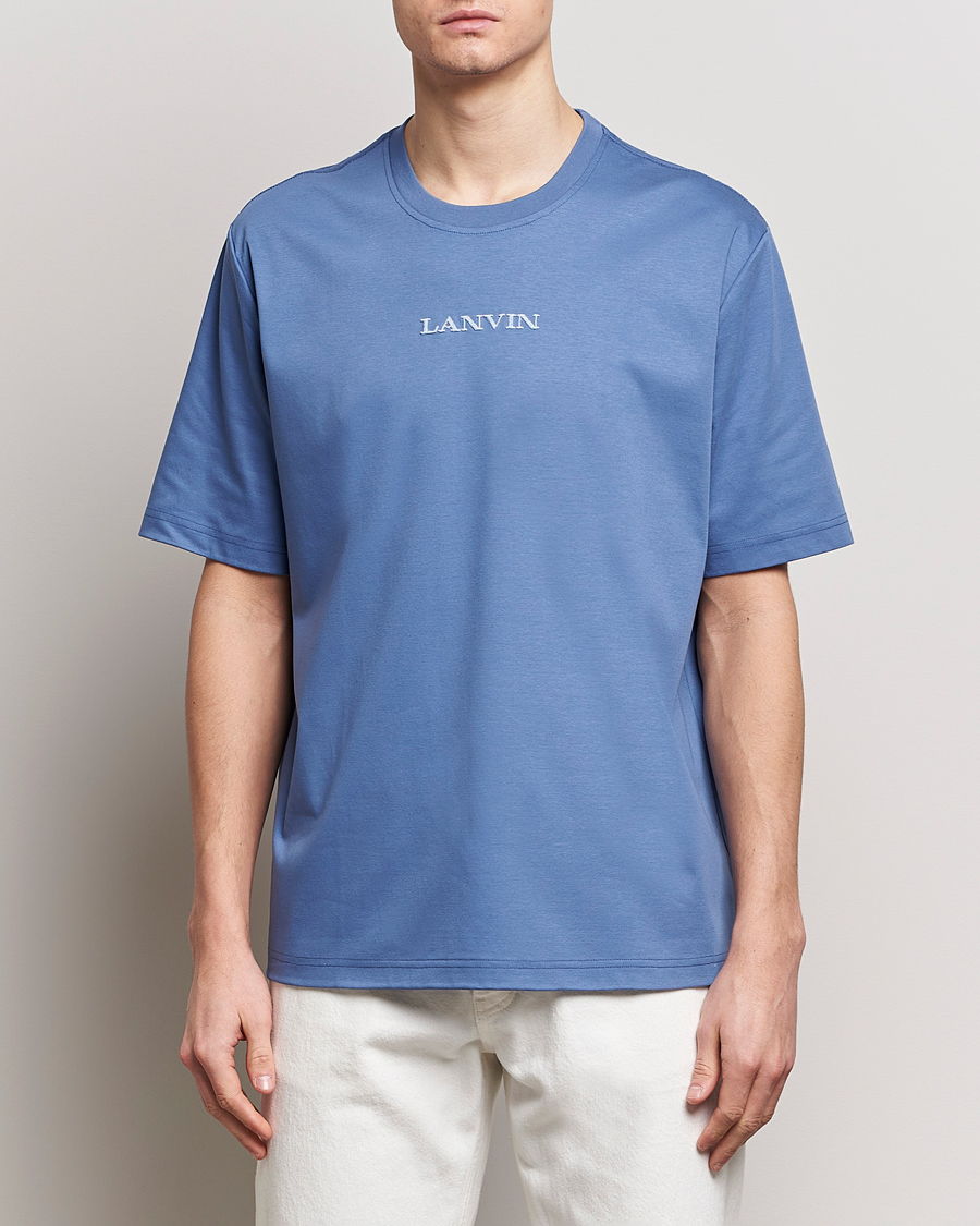 Men |  | Lanvin | Embroidered Logo T-Shirt Cornflower
