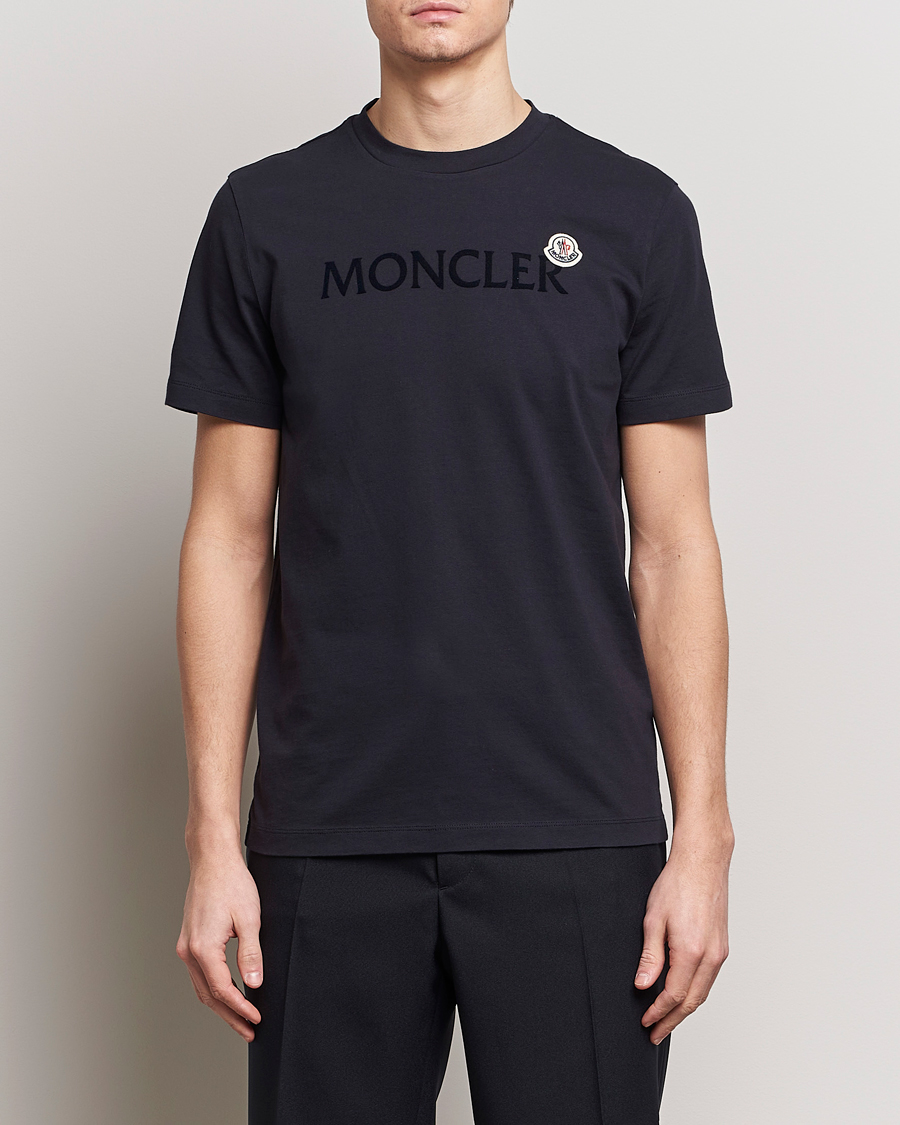 Hombres | Camisetas de manga corta | Moncler | Lettering Logo T-Shirt Navy