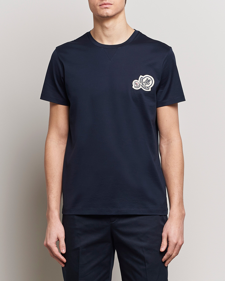 Hombres | Camisetas de manga corta | Moncler | Double Logo T-Shirt Navy