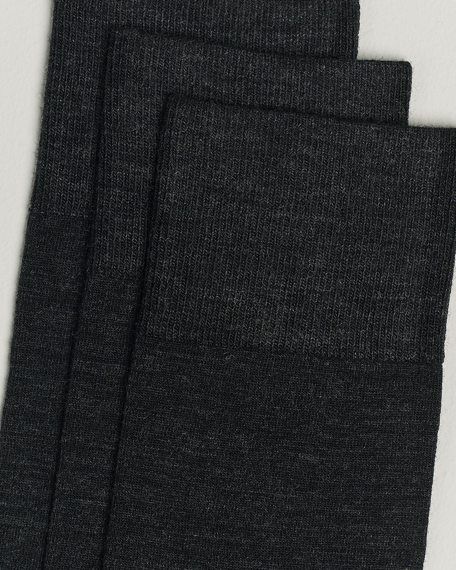 Hombres | Calcetines diarios | Amanda Christensen | 3-Pack Icon Wool/Cotton Socks Antracite Melange