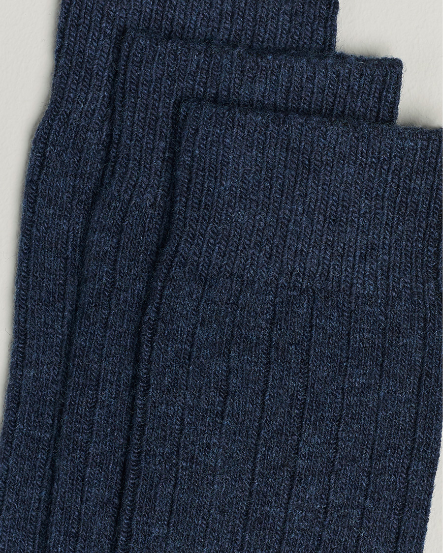 Hombres | Ropa interior y calcetines | Amanda Christensen | 3-Pack Supreme Wool/Cashmere Sock Dark Blue Melange