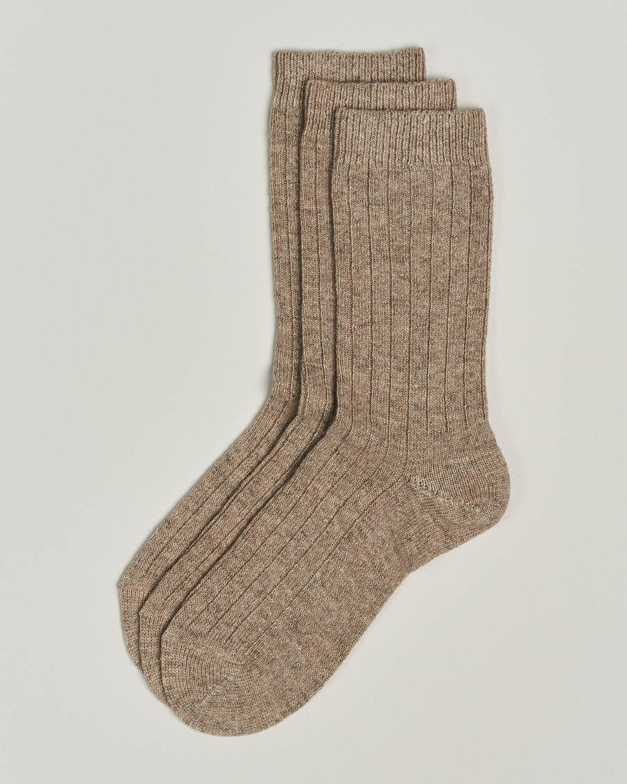Hombres | Ropa interior y calcetines | Amanda Christensen | 3-Pack Supreme Wool/Cashmere Sock Beige Melange